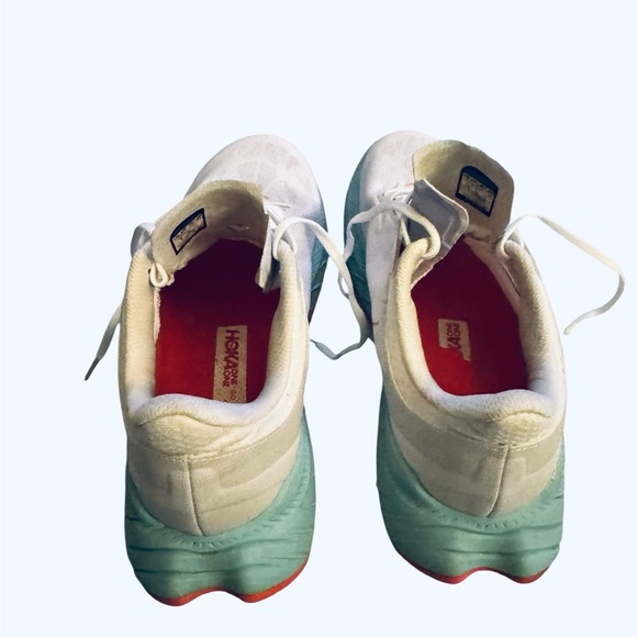 Hoka  one One Carbon x2 White Blazing Orange White and Coral Athletic Sneakers - Picture 10 of 13